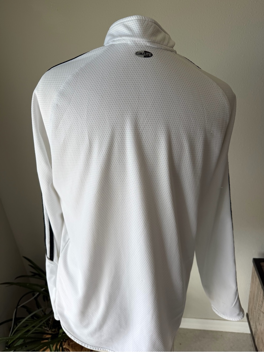 adidas Climalite Lightweight Shirt Jacket in White with Black Logo - Picture 3 of 3